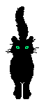 black cat with green eyes winking